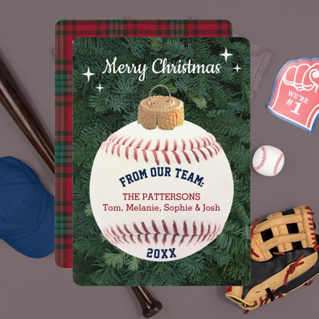 Remerciements Fan de baseball Ornement photo personnalisée Carte (Créateur téléchargé)