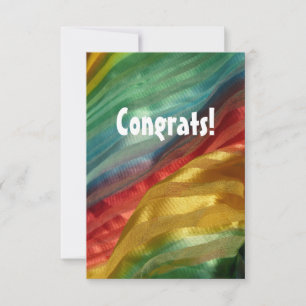 Remerciements Félicitations ! Carte de tissu multicolore en soie