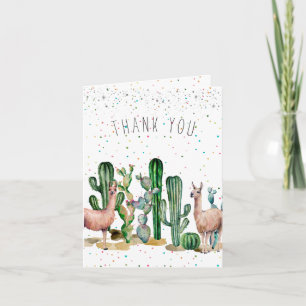 Remerciements Fête d'anniversaire de Llama   Carte de remercieme
