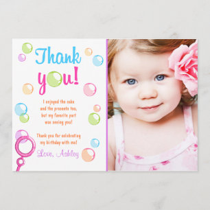 Remerciements Fille de fête d'anniversaire de carte de
