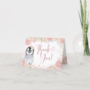 Remerciements Fille Penguin Hiver Flocon de neige Carte de remer