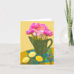 Remerciements Fleurs colorées et citrons Carte de voeux BLANC