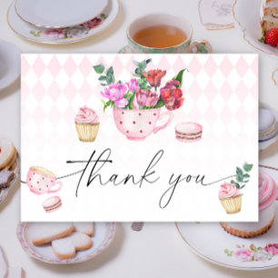 Remerciements Fleurs de Tea Party pour la carte de remerciement