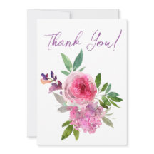 Floral Aquarelle Blush Roses Carte de remerciement