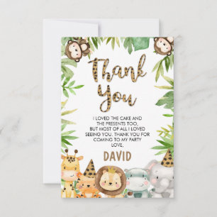 Remerciements Garçons Safari Animaux Anniversaire Carte de remer
