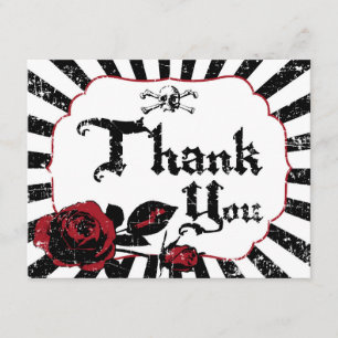 Remerciements Goth Red Rose Crâne Grunge Pirate Carte de remerci