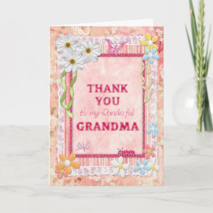 Remerciements Grand-maman de Merci, carte de métier de fleurs