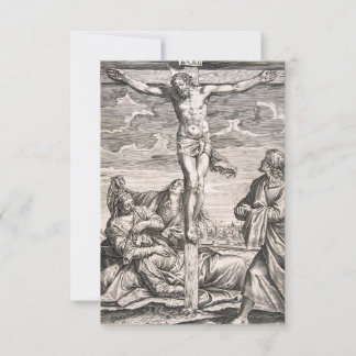 Remerciements Gravure de Crucifixion Carte Sainte Art Religieux