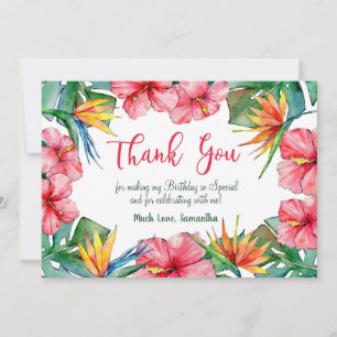 Remerciements Hibiscus tropical Hawaiian Birthday Carte de remer