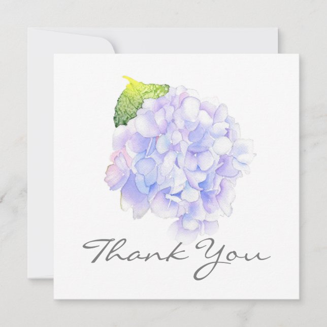 Remerciements Hydrangea Aquarelle Vignette Carte de remerciement (Devant)