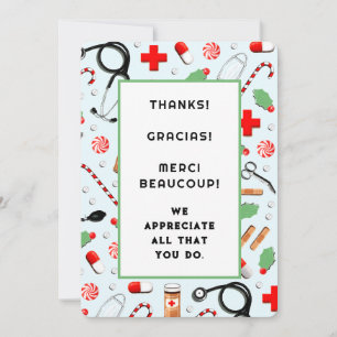 Remerciements Infirmière Carte de fin de année de Noël