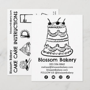 Remerciements Instructions de carte de soin de gâteau Boulangeri