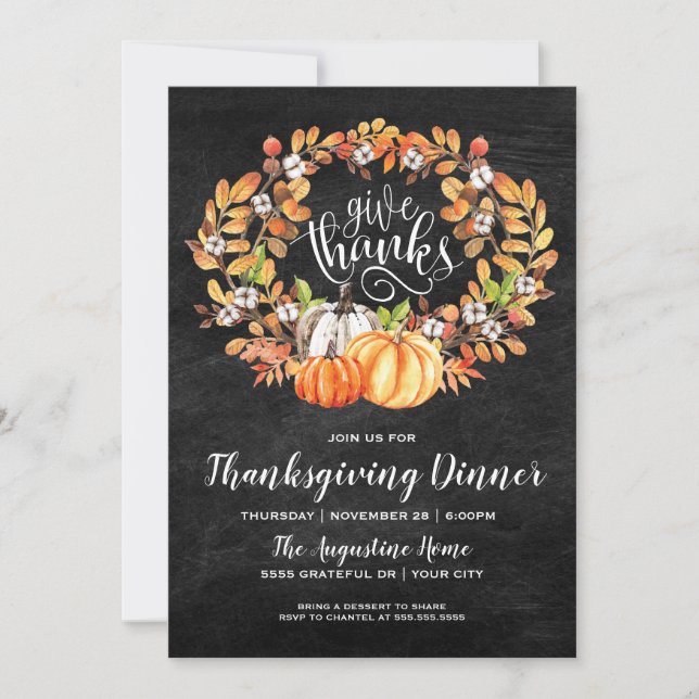 Remerciements Invitation au dîner de Thanksgiving (Devant)