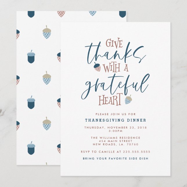 Remerciements Invitation au dîner de Thanksgiving (Devant / Derrière)