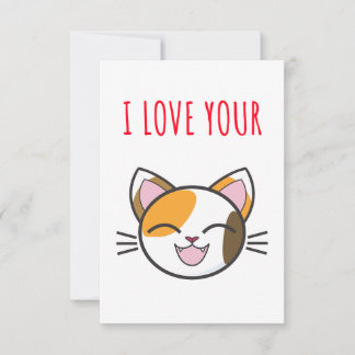 Remerciements J'aime votre carte de jour de valentines chatte