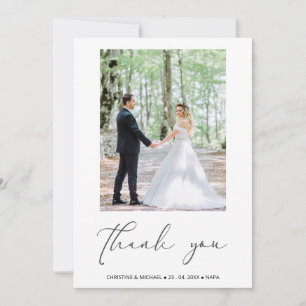 Remerciements Joli script Mariage personnalisé Carte de remercie