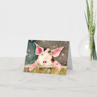 Remerciements Jolie carte blanche de cochon en hiver merveilleux
