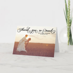 Remerciements Jolie carte de remerciement de mariage avec photo 