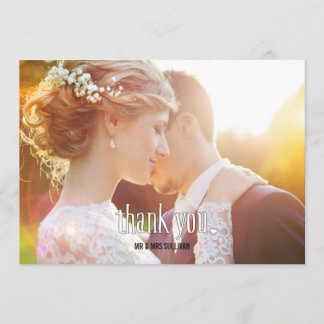 Remerciements Jolie carte de remerciement de mariage avec superp