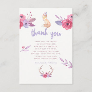 Remerciements Jolie carte de remerciement pour Baby Shower Bohèm