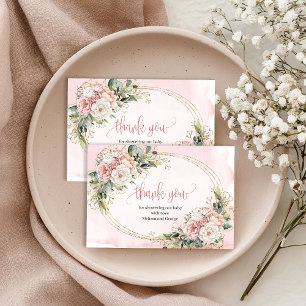 Remerciements Jolie carte de remerciement rose saumon florale eu