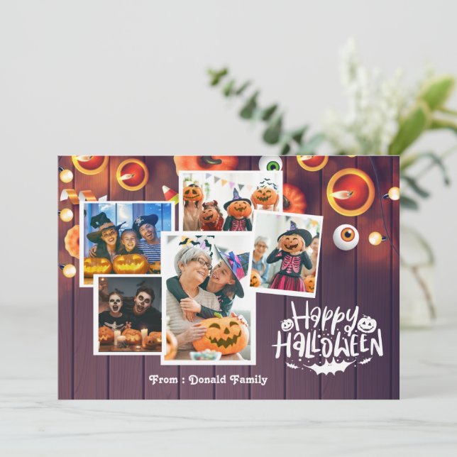 Remerciements Joyeux Carte photo de famille Halloween (Debout devant)