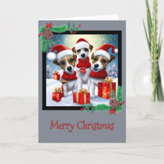 Remerciements Joyeux Noël Jack Russell Terrier Carte de voeux