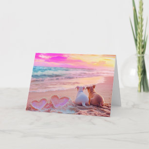 Remerciements L'amour du chien sur la plage, carte de coeur