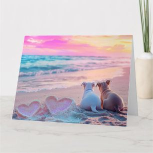 Remerciements L'amour du chien sur la plage, carte de coeur
