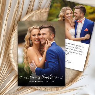 Remerciements Love and Thanks Photo Mariage Carte de remerciemen