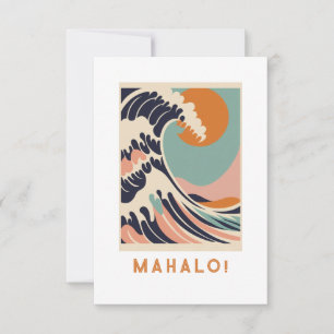 Remerciements Mahalo carte de remerciements, Grande vague