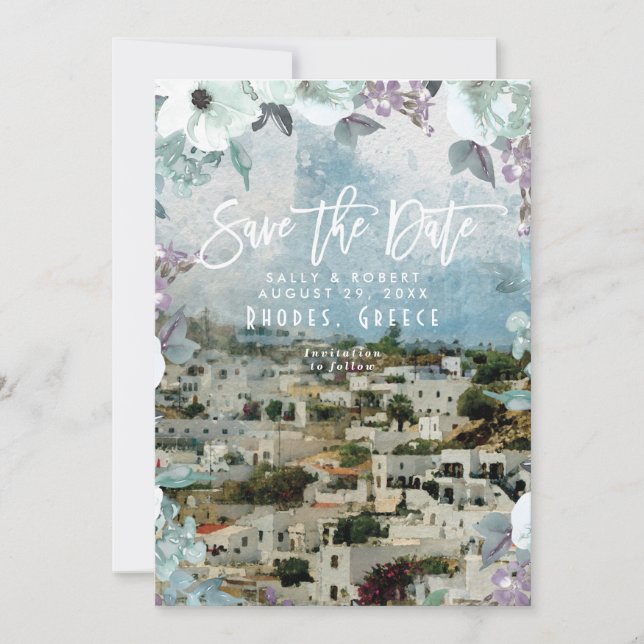 Remerciements Mariage d'été de Rhodes Grèce enregistrer la carte (Devant)