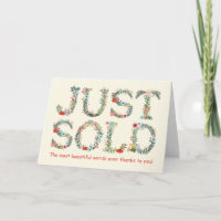 Merci, Just Sold Semble Belle Carte de remerciemen