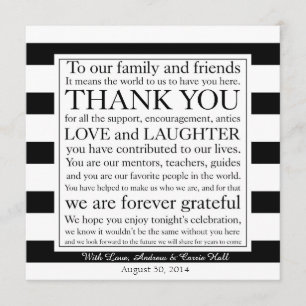 Remerciements Message de remerciement pour la carte de table de 