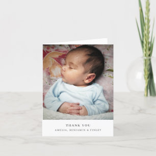 Remerciements Minimaliste Moderne Photo de Bébé Carte Vierge Pli