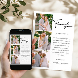 Remerciements Modern Photo Collage Mariage Carte de remerciement