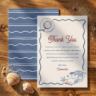 Remerciements Moderne carte d'anniversaire de plage bleue et rou