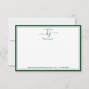 Remerciements Monogramme Forêt Vert Du Bureau De La Carte Note