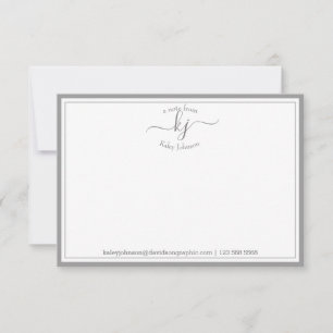 Remerciements Monogramme Gris Léger Du Bureau De La Carte Note