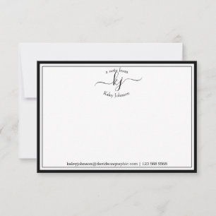 Remerciements Monogramme Noir Blanc Du Bureau De La Carte Note