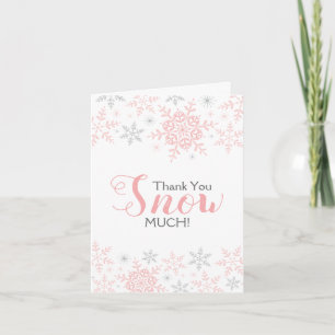 Remerciements NEIGE beaucoup Baby shower d'hiver rose Carte de r