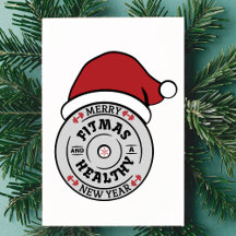 Noël Joyeux Fitmas et la carte de Nouvel An Healty