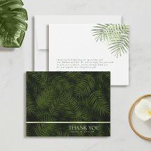 Olive Oasis Palms Motif Carte de Remerciement ID13