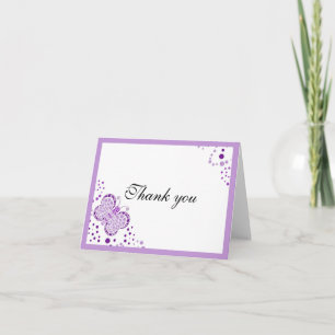 Remerciements Papillon violet et blanc - Carte de remerciement