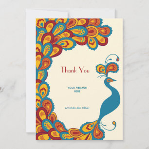 Remerciements Peacock Elegance Vintage Wedding Carte de remercie