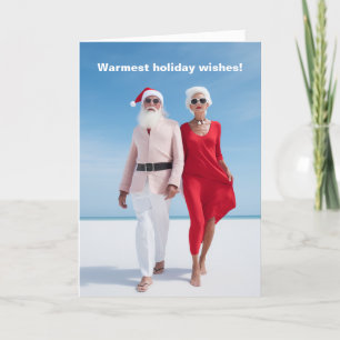 Remerciements Père Noël sur la plage Carte de vacances