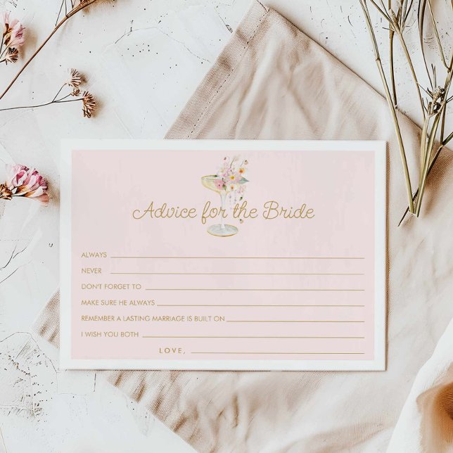 Remerciements Perles et conseils du procureur pour la carte de m (Pink Pearls and Prosecco Advice for the Bride Card)