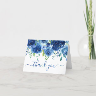 Remerciements Photo Marine Blue Floral Mariage Carte de remercie