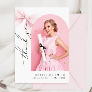 Remerciements Pink Bow Photo Graduation Arch Carte de remercieme