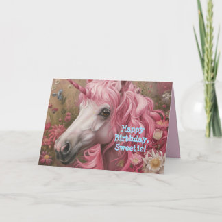 REMERCIEMENTS PINK UNICORN PETITE CARTE D'ANNIVERSAIRE DE FILLE